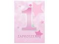 Zaproszenia na roczek Gwiazdki różowe - 6 szt.