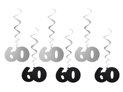 Dekoracja wisząca świderki 60 urodziny - 6 szt.