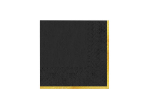 Serwetki papierowe czarne ze złotym brzegiem - 33 cm - 10 szt.