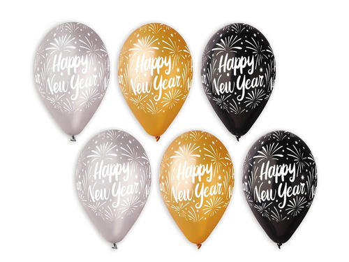 Balony lateksowe Happy New Year - 30 cm - 25 szt.