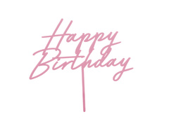 Topper na tort Happy Birthday różowy - 16,5 x 18 cm - 1 szt.
