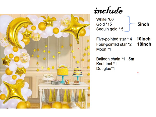 Zestaw balonów do girlandy balonowej biało-złoty - 87 szt.