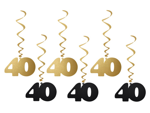 Dekoracja wisząca świderki 40 urodziny - 6 szt.