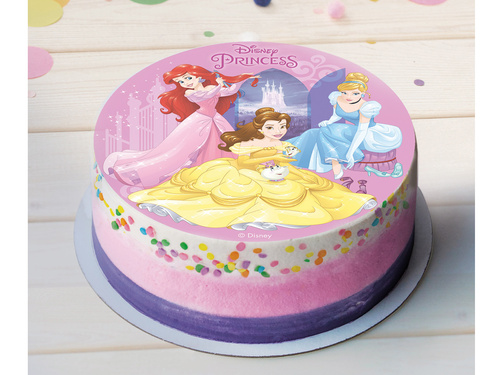 Dekoracyjny opłatek tortowy Princess Księżniczki - 20 cm - 1 szt.