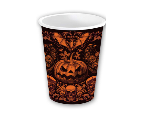 Kubeczki papierowe na Halloween Nawiedzona Dynia - 240 ml - 6 szt.