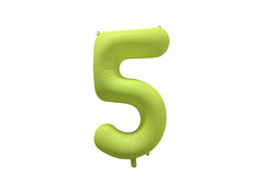 Balon foliowy cyfra 5 neonowy żółty - 86 cm - 1 szt.