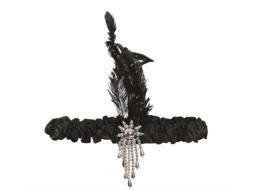 Opaska z piórem Retro czarna - 1 szt.