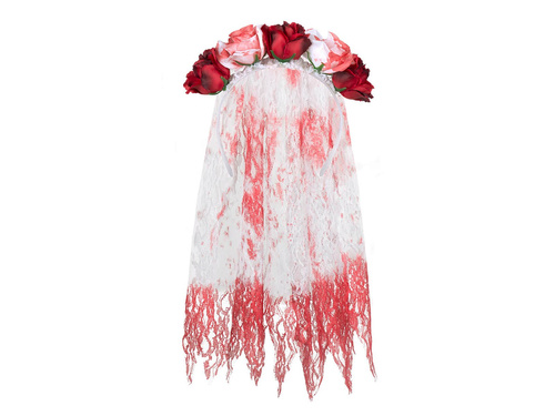 Opaska z zakrwawionym welonem i różami - 1 szt.