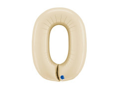 Balon foliowy cyfra 0 satynowy kremowy - 26" - 1 szt.