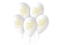 Balony lateksowe ze złotym napisem Pierwsza Komunia Święta - 32 cm - 5 szt.