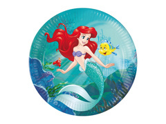 Talerzyki papierowe na urodziny Arielka - 23 cm - 8 szt.