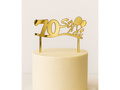 Topper z lustrzanej pleksi złoty na tort 70 urodziny