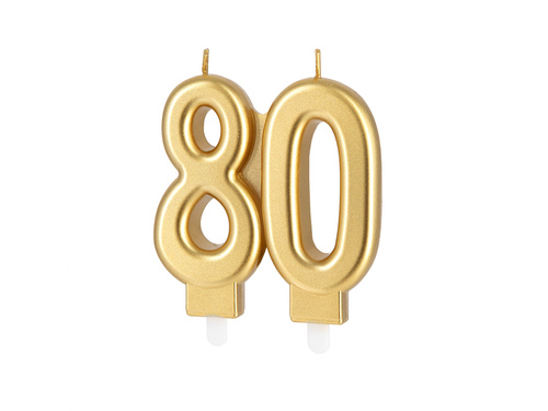 Świeczka na 80-tkę złota - 7,7 cm - 1 szt.