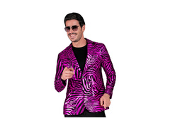 Imprezowa marynarka Animalier - zebra różowa