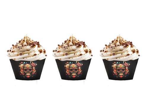 Papilotki na babeczki Dia de los muertos - 6 szt.