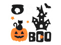Naklejki żelowe na szybę BOO na Halloween - 1 komplet