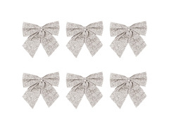 Kokardy srebrne brokatowe - 8 cm - 6 szt.