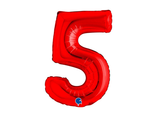 Balon foliowy cyfra 5 czerwony - 14" - 1 szt.