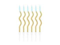 Świeczki urodzinowe spiralne złoto-niebieskie - 6 szt.