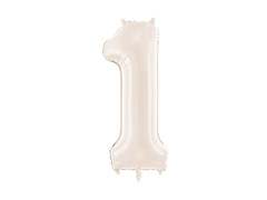 Balon foliowy jasnobeżowa cyfra 1 - 86 cm - 1 szt.