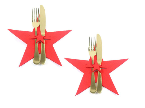 Etui na sztućce ze sztywnego filcu - Gwiazda - 2 szt.