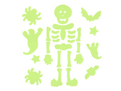 Naklejki żelowe na szybę fluorescencyjne Szkielet - 1 komplet