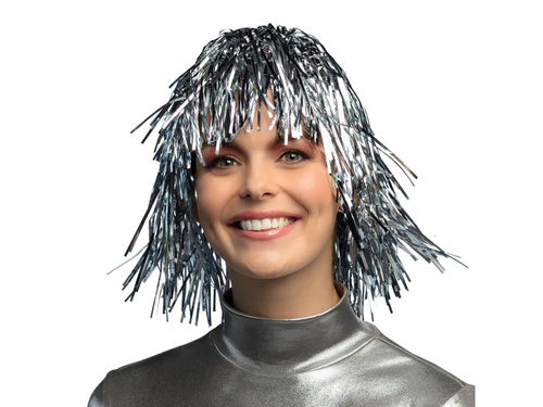 Peruka foliowa srebrna - 1 szt.