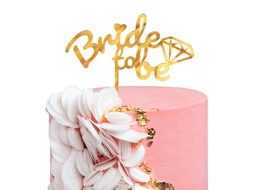 Topper z pleksi na tort Bride to be złoty - 1 szt.