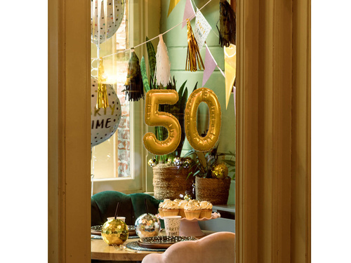 Dekoracja samoprzylepna cyfra pięć złota - 1 szt.