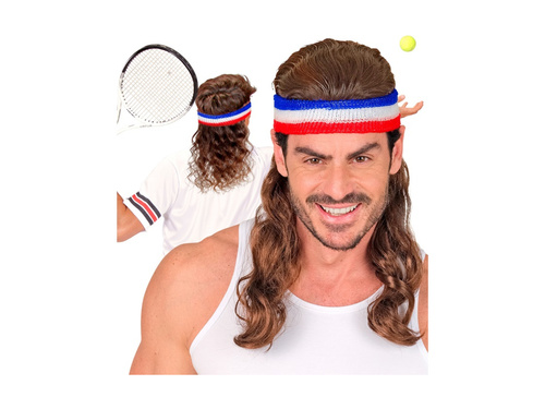 Niebiesko-biało-czerwona opaska sportowa z włosami