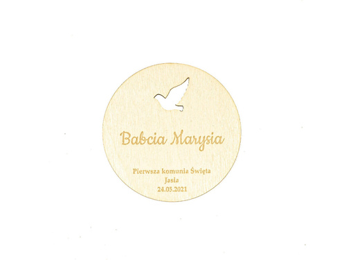 Winietki personalizowane drewniane z gołąbkiem - 6 szt.