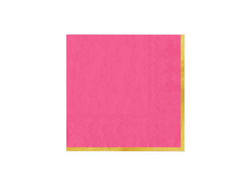 Zestaw kubeczki + serwetki + talerzyki papierowe różowe ze złotym brzegiem - 22 szt.