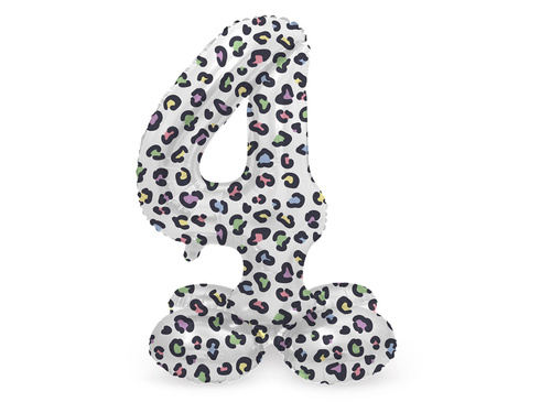 Balon foliowy stojący cyfra 4 Pantera - 72 cm - 1 szt.