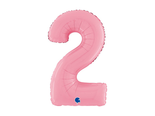 Balon foliowy cyfra 2 pastelowy różowy - 26" - 1 szt.