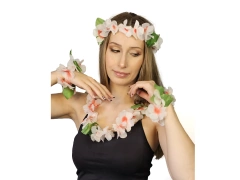 Zestaw hawajski biało-różowy - 4 elementowy