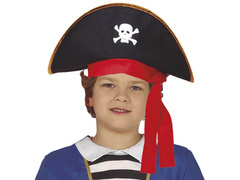 Czapka pirata z białą czaszką - 1 szt.