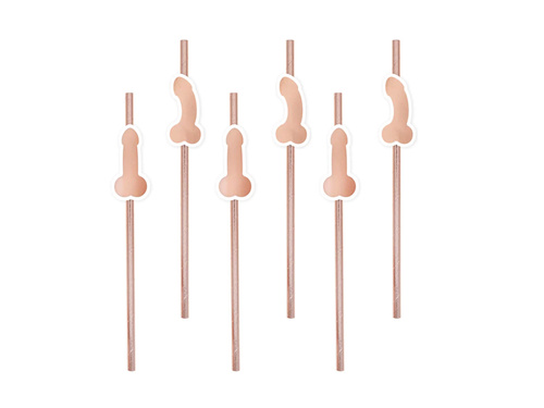 Słomki peniski na wieczór panieński różowe złoto - 8 szt.