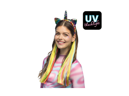 Opaska na głowę z włosami magiczny jednorożec