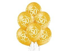 Balony metaliczne z nadrukiem "50" - 12 cali - 6 szt.