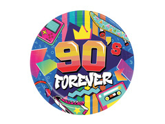 Talerzyki papierowe 90's Forever - 23 cm - 6 szt.