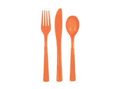Sztućce plastikowe pomarańczowe - 18 szt.