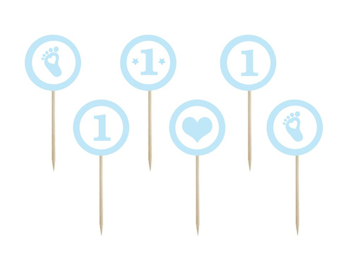 Pikery na tort na roczek chłopca - 6 szt.