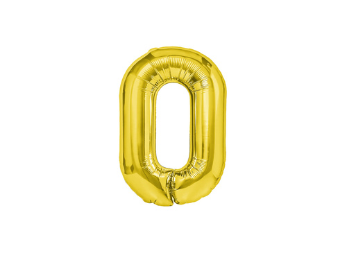 Balon foliowy cyfra 0 złota - 40 cm