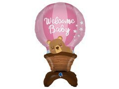 Balon foliowy stojący Welcome Baby różowy - 97 cm - 1 szt.