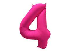Balon foliowy cyfra 4 neonowy róż - 86 cm - 1 szt.