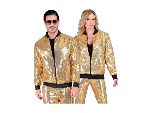 Imprezowa cekinowa kurtka - bomberka - złota