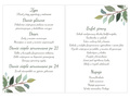 Weselne menu z zielonymi listkami - 4 szt.