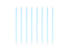 Świeczki urodzinowe długie niebieskie - 15 cm - 8 szt.