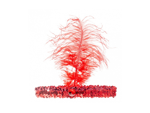 Opaska z piórem Retro czerwona z piórem - 1 szt.