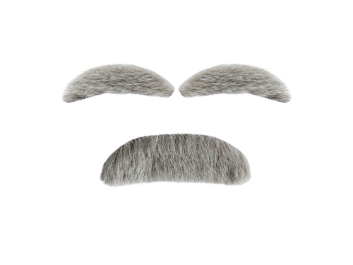 Siwe wąsy z brwiami Dziadek - 1 szt.